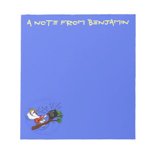 Bloc-note Cockatoo drôle jouant du rock guitare cartoon