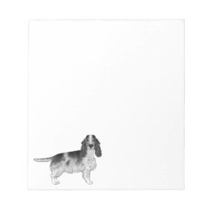 Bloc-note Cocker Spaniel anglais dessiné en noir et blanc