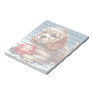 Bloc-note Cocker Spaniel Chiot posé sur la neige avec une ba