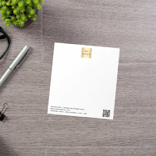 Bloc-note Code QR du logo de l'entreprise blanche