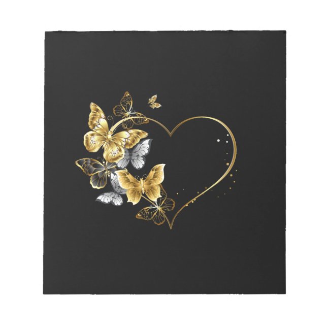 Bloc-note Coeur aux papillons d'or (Devant)