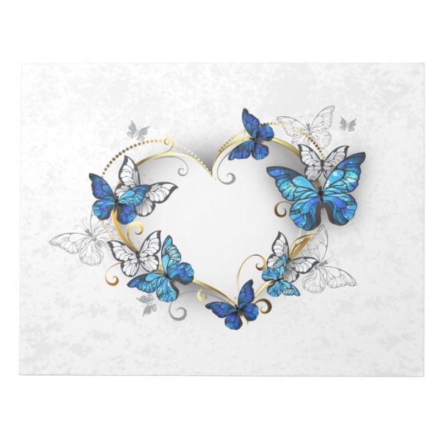 Bloc-note Coeur bijoux avec papillons Morpho (Devant)
