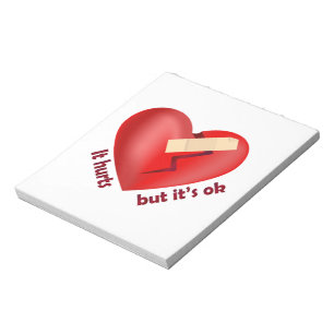 Bloc-note Coeur brisé guéri avec patch et citation de vie