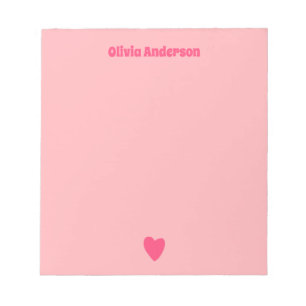 Bloc-note Coeur d'amour rose personnalisé