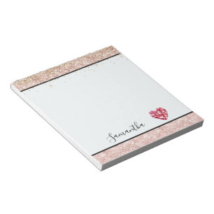 Bloc-note Cœur en pétales de rose rouge rose poudré scintill