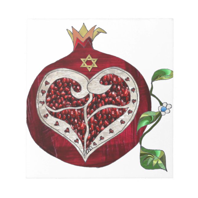 Bloc-note Coeur Hanoukka Rosh Hashanah de grenade de Judaica (Devant)
