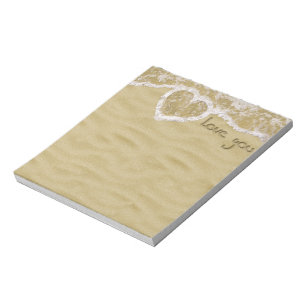Bloc-note Coeur "Love you" écrit dans Sable