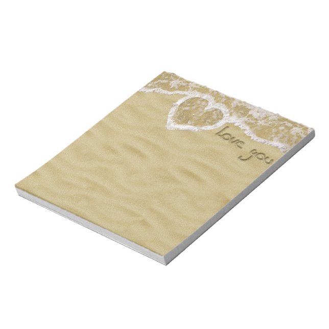 Bloc-note Coeur "Love you" écrit dans Sable (Tourné)