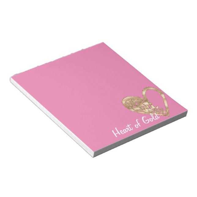Bloc-note Coeur rose chic de l'or (Incliné)