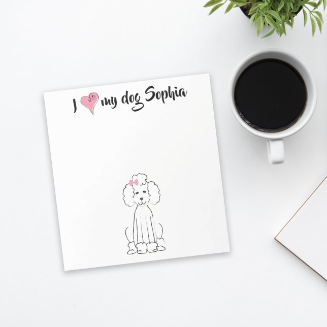 Bloc-note Coeur rose mignon J'aime mon chien Personnalisé Wh (Créateur téléchargé)