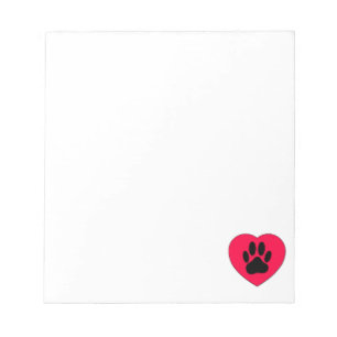 Bloc-note Coeur rouge avec Empreinte de patte chien personna