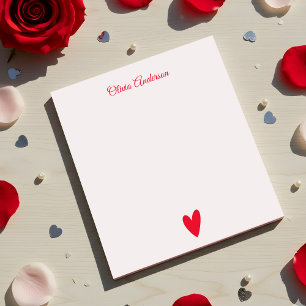 Bloc-note Cœur Rouge Cerise Saint-Valentin Personnalisé 
