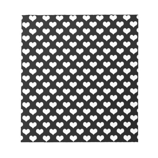 Bloc-note Coeurs d'amour noir et blanc (Devant)