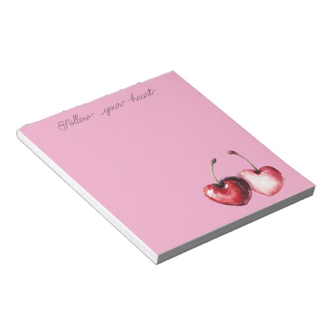 Bloc-note Cœurs de Cerise Rouge Rose (Incliné)