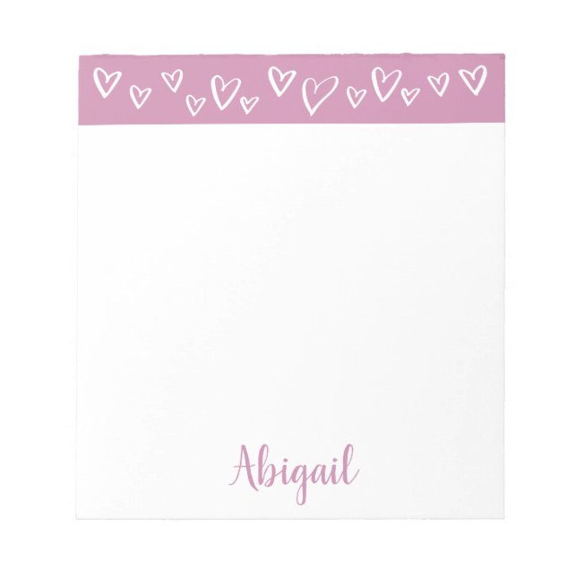 Bloc-note Coeurs de papeterie personnalisée Lilac Purple (Devant)
