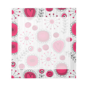 Bloc-note Coeurs et fleurs blancs et rouges blancs
