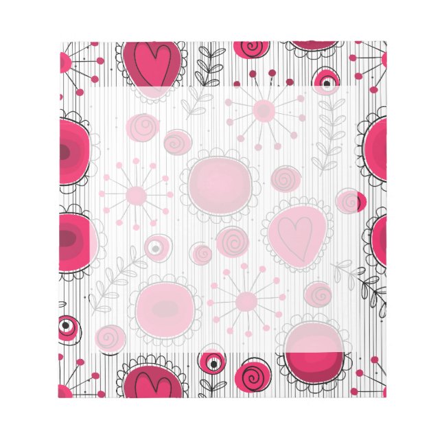 Bloc-note Coeurs et fleurs blancs et rouges blancs (Devant)