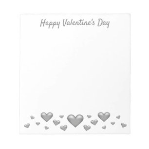 Bloc-note Cœurs gris pour la Saint-Valentin & Texte personna