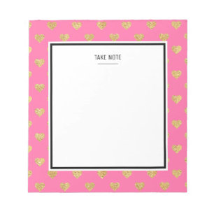 Bloc-note Coeurs parties scintillant or