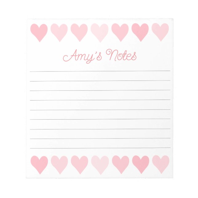 Bloc-note Coeurs roses doux (Devant)