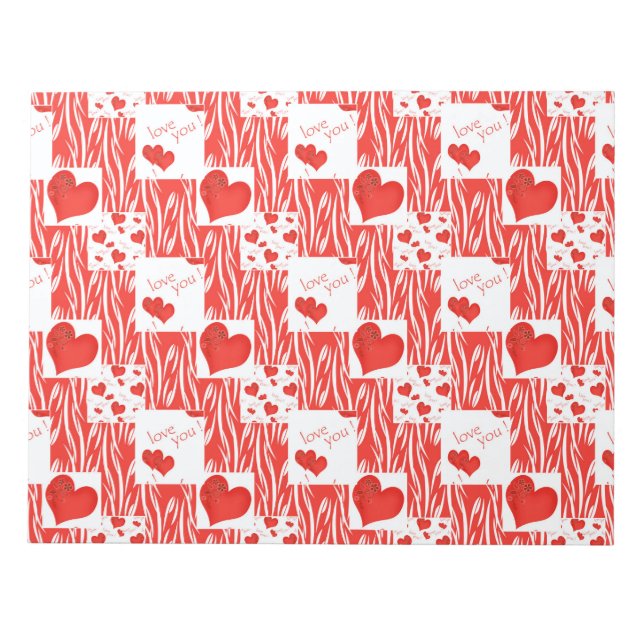Bloc-note Coeurs rouges, amour, (Devant)
