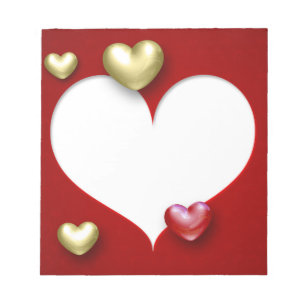 Bloc-note Coeurs Valentin Rouge Or Moderne