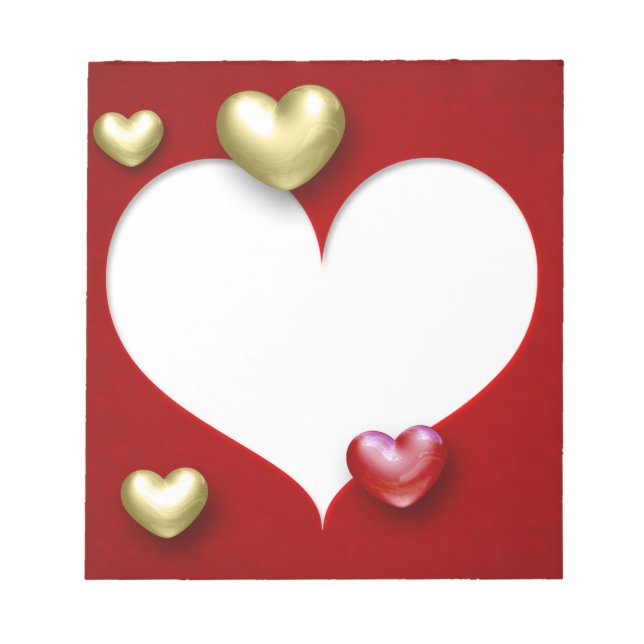 Bloc-note Coeurs Valentin Rouge Or Moderne (Devant)