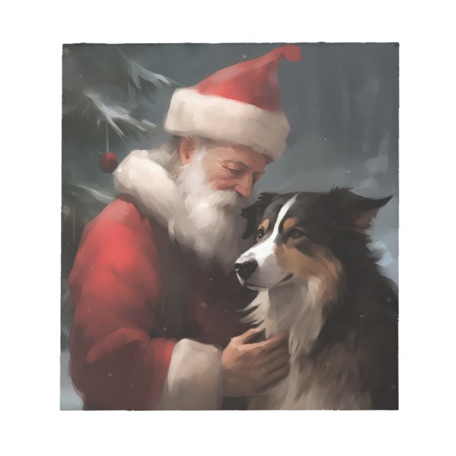 Bloc-note Collie frontalier avec Noël Festif du Père Noël (Devant)