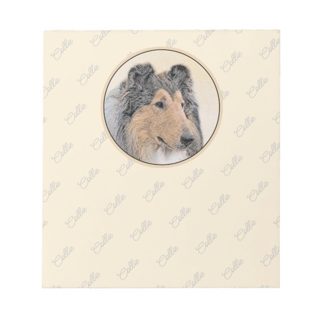 Bloc-note Collie (Rough) Peinture - Cute Original Chien Art (Devant)