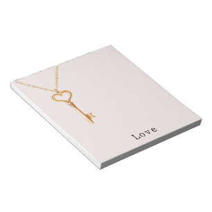 Bloc-note Collier Chaîne en Or Cœur Clé du Cœur Amour