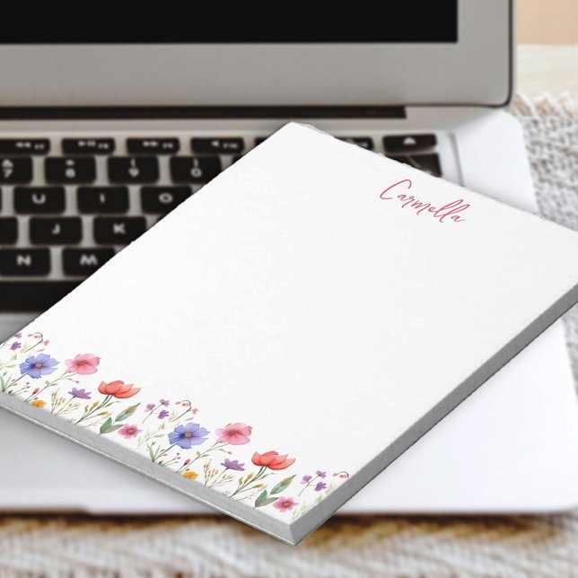 Bloc-note Coloré Fleur sauvage Plutôt Floral Personnalisé (Colorful Widlflower Personalized notepad)