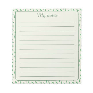 Bloc-note con diseño de hojas verdes