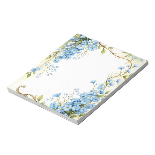Bloc-note Conception d'angle floral bleu (Tourné)