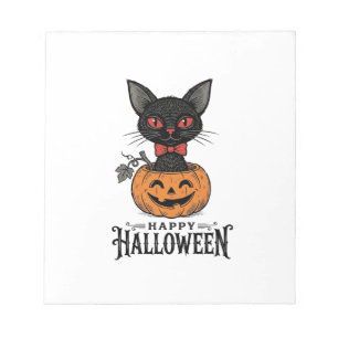 Bloc-note Conception de chemise de citrouille de chat noir H