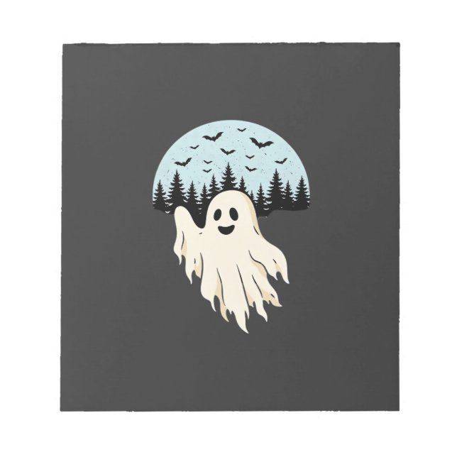 Bloc-note Conception de forêt de lune de fantôme d'Halloween (Devant)