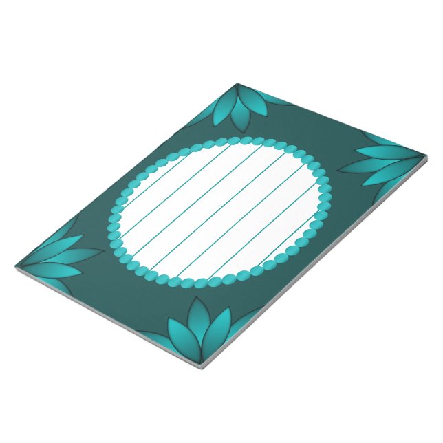 Bloc-note Conception de mandala à feuilles sarcelles sur fon (Incliné)