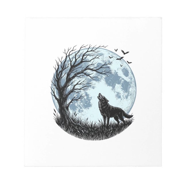 Bloc-note Conception de silhouette d'arbre de lune hurleur d (Devant)