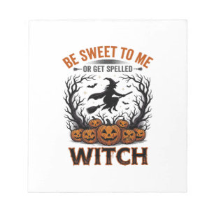 Bloc-note Conception de sorcière d'Halloween Soyez gentil ou