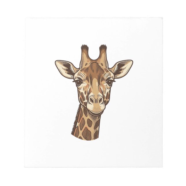 Bloc-note Conception vectorielle de tête de girafe gravée vi (Devant)