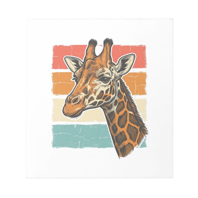 Bloc-note Conception vectorielle de tête de girafe rétro vin (Devant)