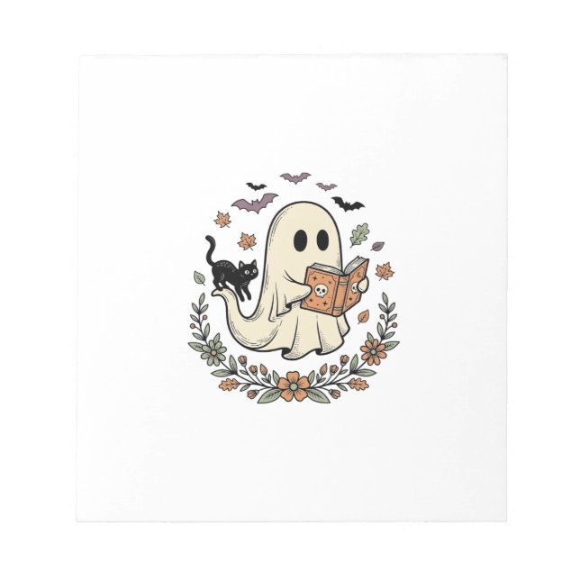 Bloc-note Conception vectorielle florale Halloween Chat Fant (Devant)