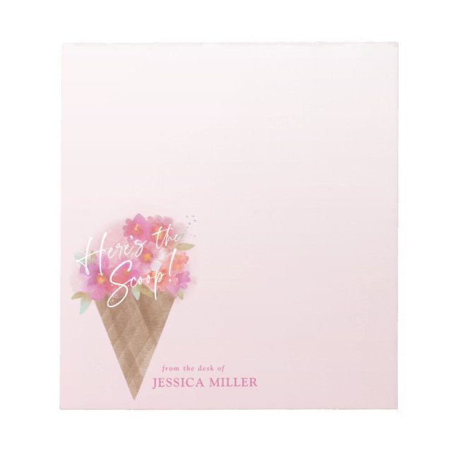 Bloc-note Cône de crème glacée florale Voici le Scoop (Devant)