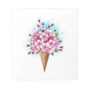 Bloc-note Cône rose Sakura crème glacée gaufre