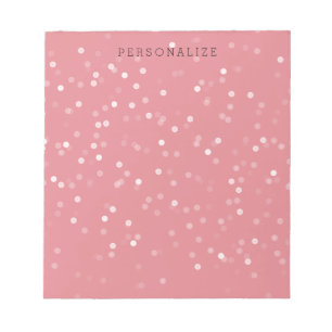 Bloc-note Confetti Bokeh rose et blanc