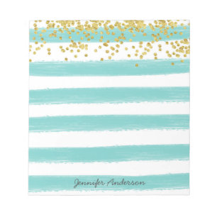 Bloc-note Confetti d'or Turquoise moderne