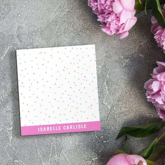 Bloc-note Confetti rose Tiny Coloré Ajouter Votre Nom (Créateur téléchargé)