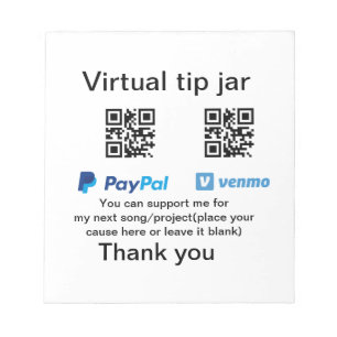 Bloc-note Conseil virtuel jar q r code argent don PayPal ven