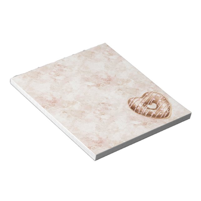 Bloc-note Cookie Cœur Rose Chocolat (Incliné)