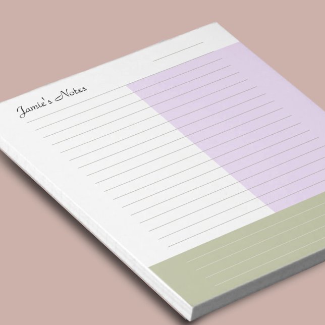 Bloc-note Cool Personnalisé Nom Moderne Khaki Purple Pastel  (Créateur téléchargé)