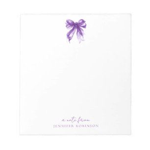 Bloc-note Coquette Tendance Nœud Papillon Violet avec Nom